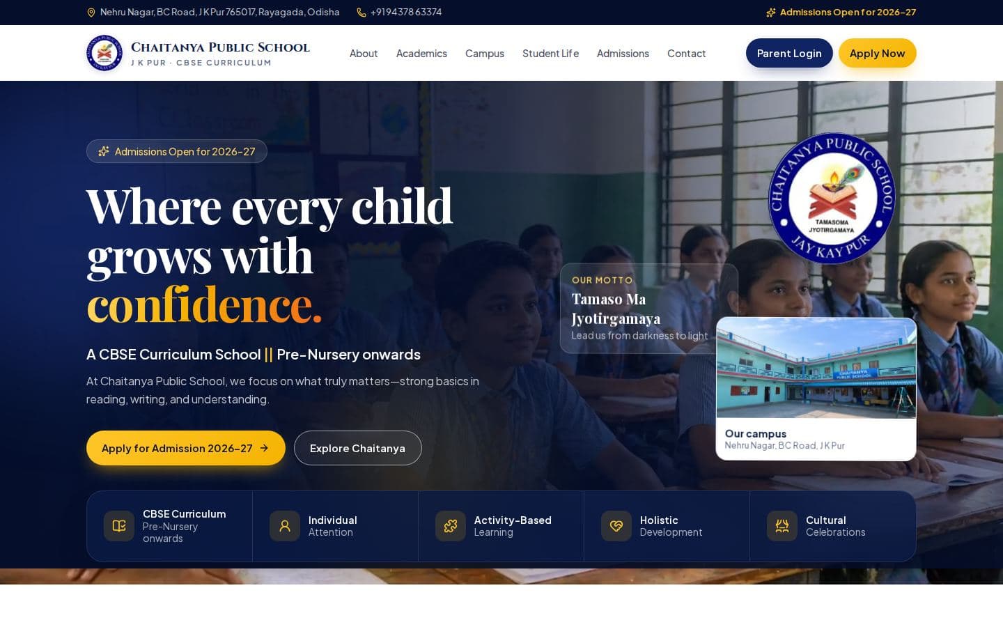 Chaitanya Public School — live site screenshot