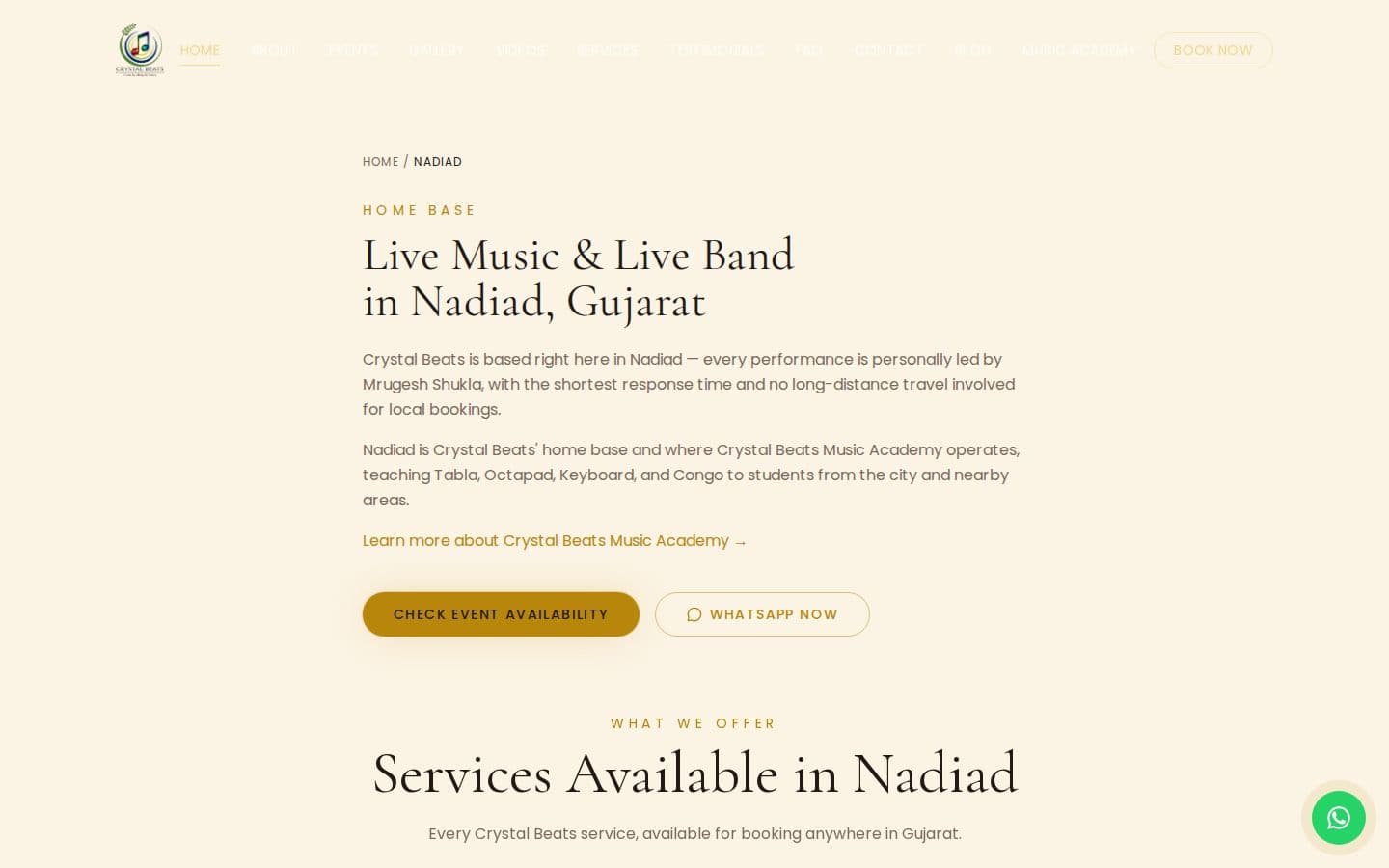 Crystal Beats — City page — Nadiad