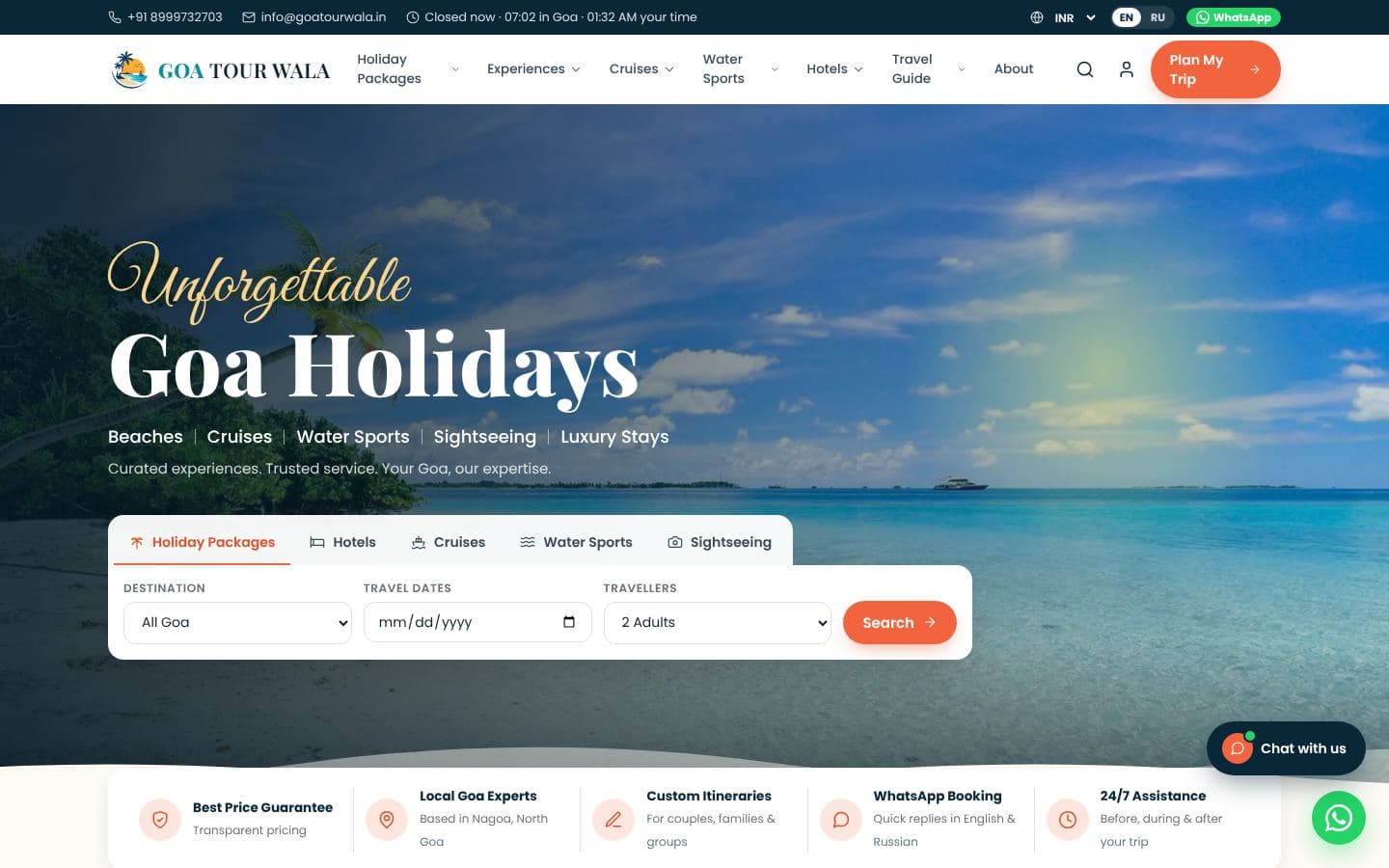 Goa Tour Wala — desktop