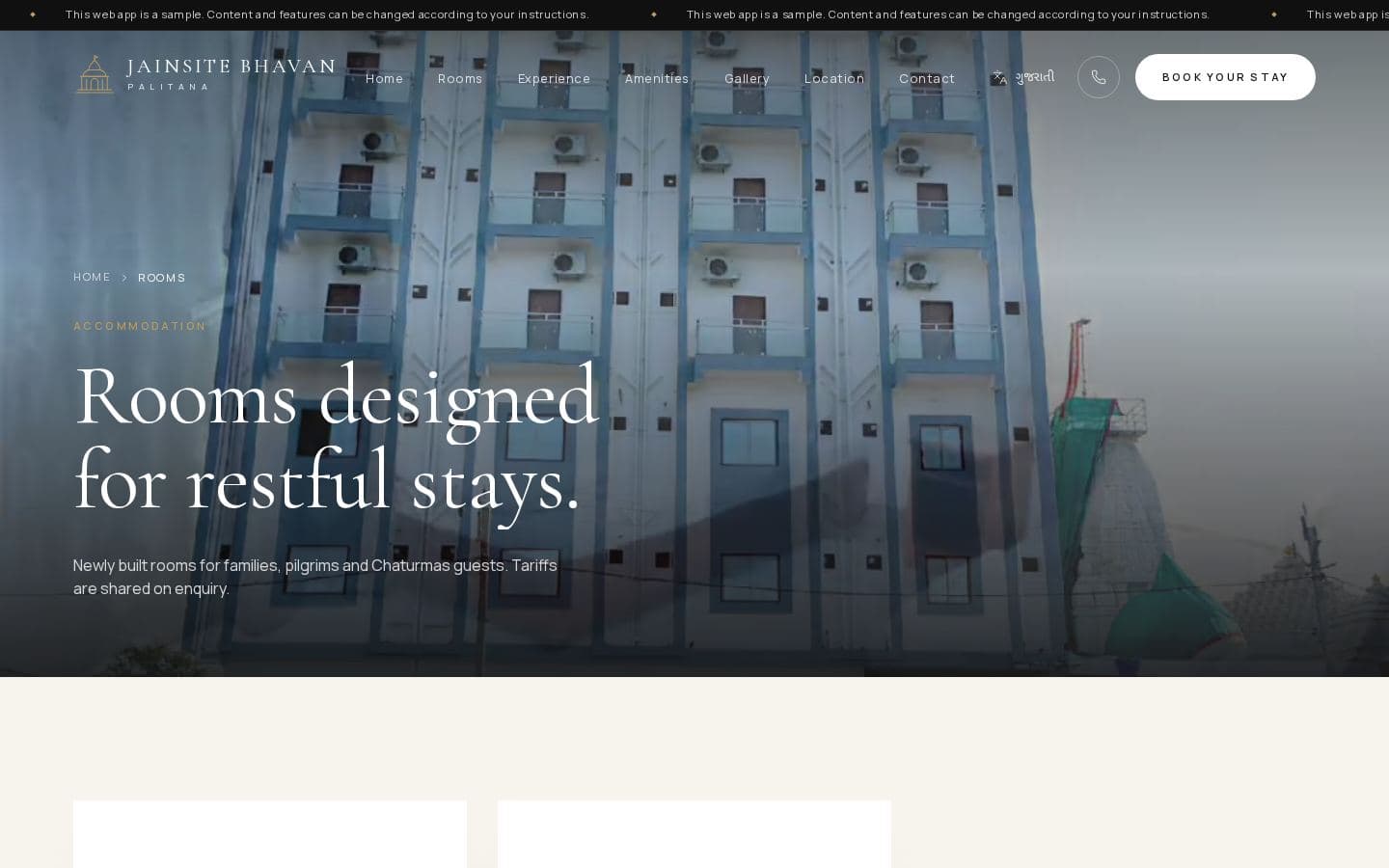 Jainsite Bhavan rooms page