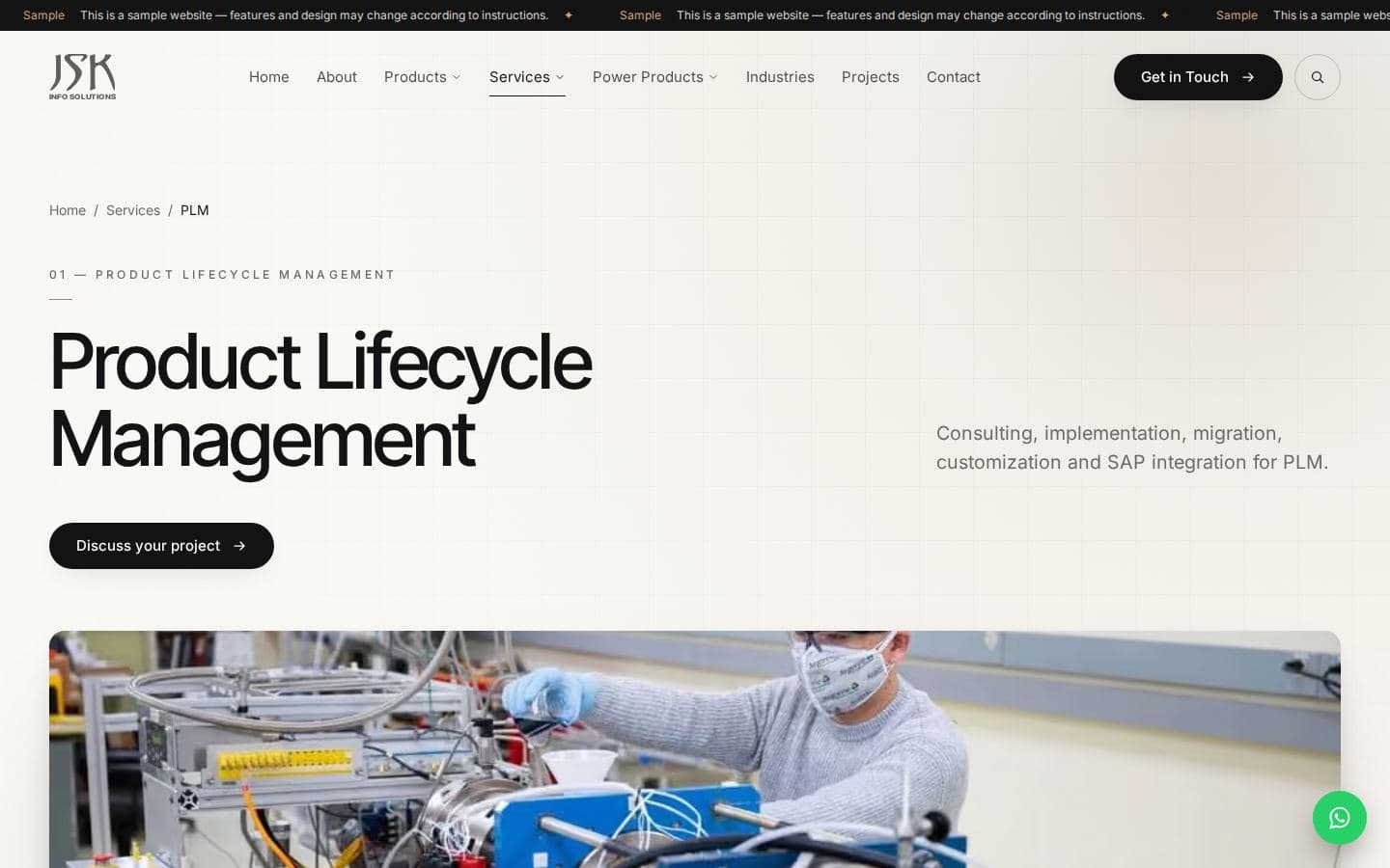 Solution page on the JSK Infosolutions website