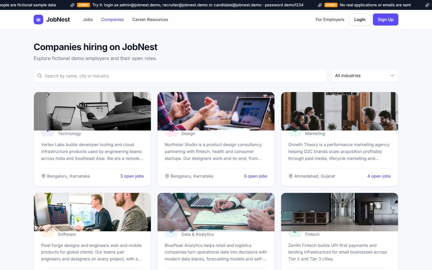 JobNest companies directory