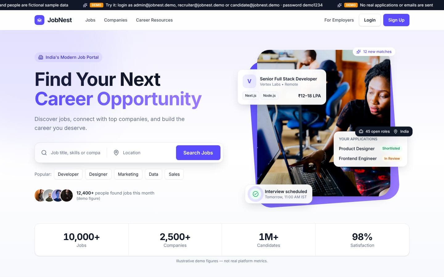JobNest — Job Portal — desktop