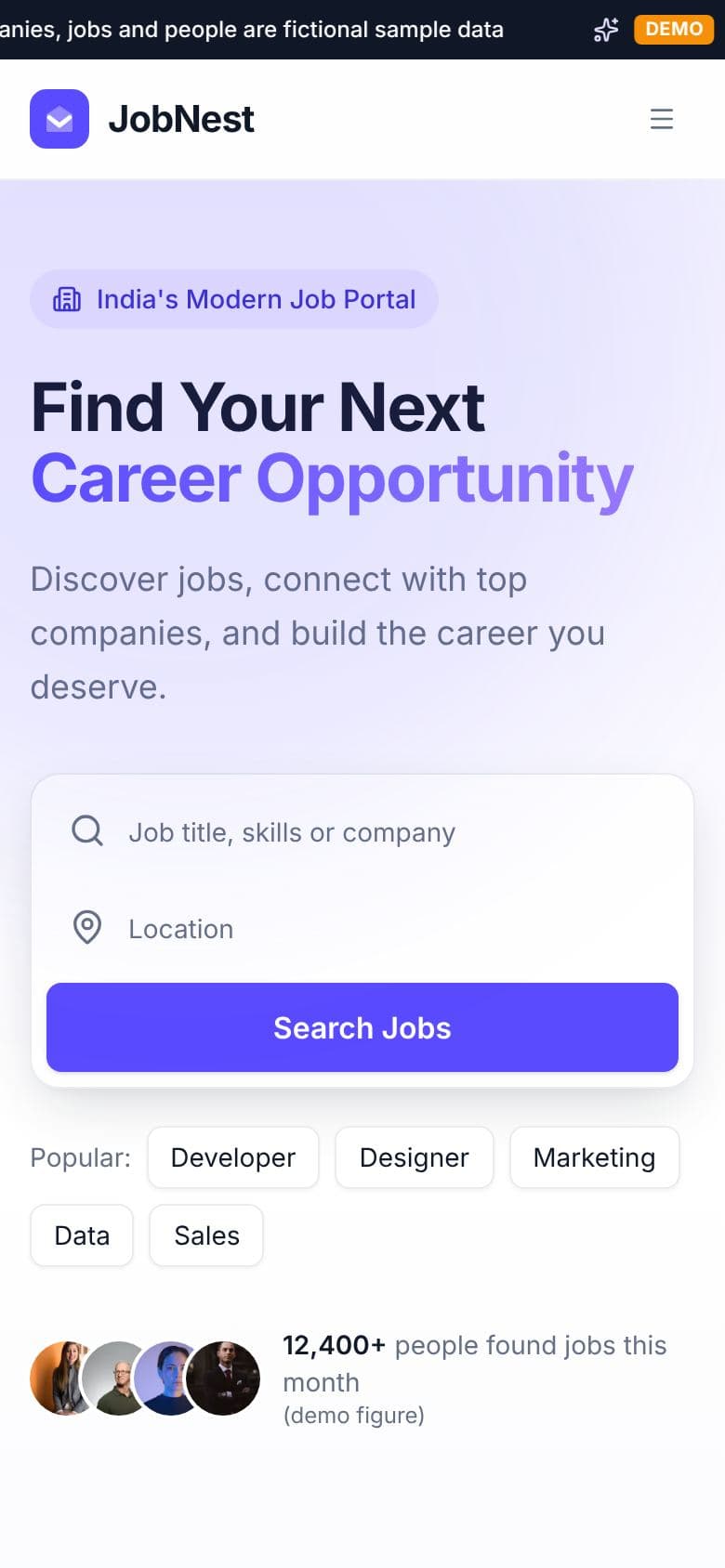 JobNest — Job Portal — mobile